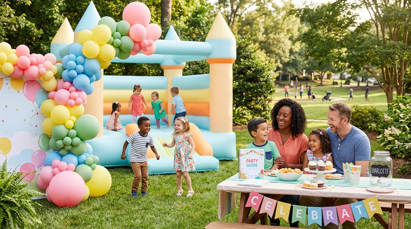 Top Charlotte party vendors display bounce houses, balloons, and festive decorations